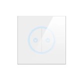 Intrerupator smart, UE standard, Tuya Smart life, Wifi 2, 4GHz+bluetooth, 2 butoane, panou de sticla, compatibil cu Alexa si Google Assistant, N+L, st