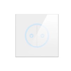 Intrerupator smart, UE standard, Tuya Smart life, Wifi 2, 4GHz+bluetooth, 2 butoane, panou de sticla, compatibil cu Alexa si Google Assistant, N+L, st