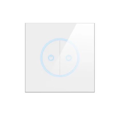 Intrerupator smart, UE standard, Tuya Smart life, Wifi 2, 4GHz+bluetooth, 2 butoane, panou de sticla, compatibil cu Alexa si Google Assistant, N+L, st foto