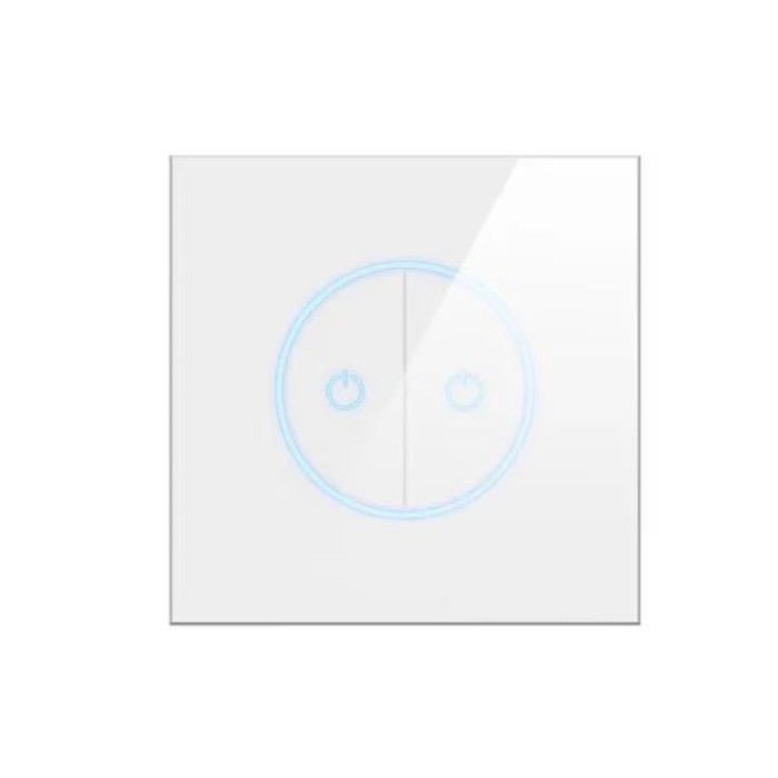Intrerupator smart, UE standard, Tuya Smart life, Wifi 2, 4GHz+bluetooth, 2 butoane, panou de sticla, compatibil cu Alexa si Google Assistant, N+L, st