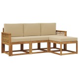 vidaXL Set de canapele de exterior 4 pcs Natural și Bej Poliester 3385119