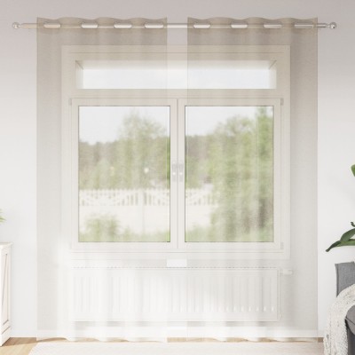 vidaXL Perdele cu perdele 2 pcs Nisip 140 x 225 cm Poliester foto