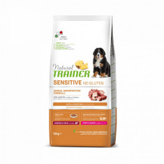 Natural Trainer, Sensitive No Gluten Medium Maxi Puppy & Junior, Rata si Cereale Integrale, 12 kg