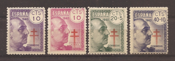Spania 1940 - Lupta &icirc;mpotriva tuberculozei, serie completa, MNH