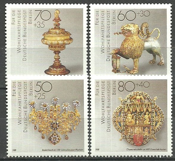Berlin 1988 - Obiecte din aur si argint, argintărie, meșteșuguri, aurari, serie neuzata
