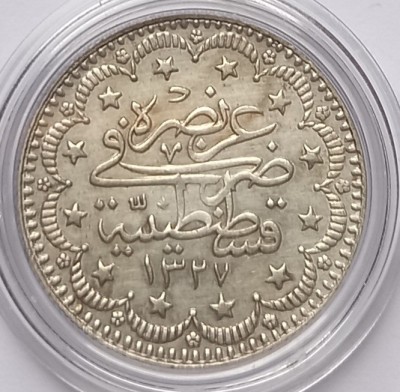 Imperiul Otoman, 5 Kurush, Mehmed V , AH 1.327, anul 1 (1909), Argint. foto