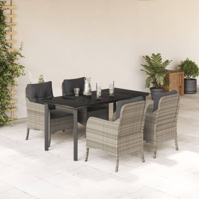 vidaXL Set mobilier de grădină cu perne, 5 piese gri deschis poliratan 3212000