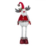 Figurină Crăciun, Cerb Decorativ, &Icirc;mbrăcăminte Roșie și Gri, &Icirc;nălțime 97 cm, Material Poliester, Oem