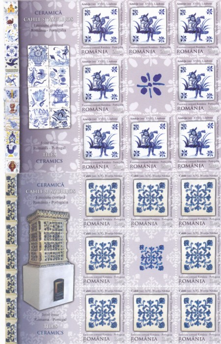2010 LP 1869 a EMISIUNE COMUNA ROMANIA-PORTUGALIA CERAMICA SET MINICOLI 8+1 MNH