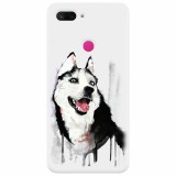 Husa silicon pentru Xiaomi Mi 8 Lite, Husky Dog Watercolor Illustration