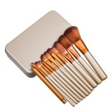 Set 12 pensule machiaj profesionale make-up , in cutie de metal