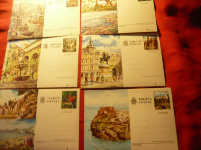 Set 6 Ilustrate turistice Spania cu marci fixe- timbre de epoca foto