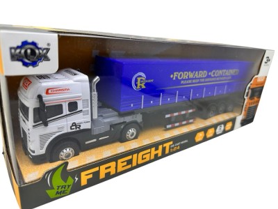 Macheta TIR Freight Forward Container albastru 1:24 replica metal lumini si sunete, remorca detasabila foto