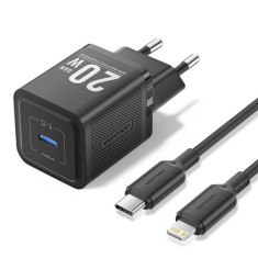 Incarcator pentru priza EU, Type-C, 20W, GaN, cablu USB-C la Lightning, 1m - Vention (TZ-FEPB0-EU-02) - Black