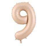 Balon din folie metalizata, flippy, figurina cifra, model 9, tema aniversare 100 cm, ambalaj individual, pai inclus, umflare cu aer sau heliu, crem