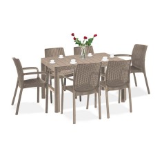 Set de mobilier de grădină Balion 6+1 &icirc;n culoarea cappuccino