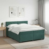 Cumpara ieftin Pat boxspring cu saltea Verde inchis 200 x 200 cm Catifea