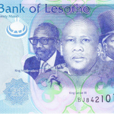 Bancnota Lesotho 20 Maloti 2019 - P22c UNC
