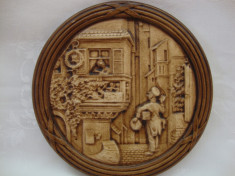 TABLOU / APLICA CERAMICA CU MODEL IN RELIEF - CARL SPITZWEG foto