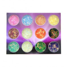 Set 12 paiete decorative pentru unghii, Global Fashion, diverse culori
