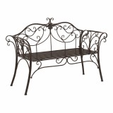 Cumpara ieftin Banca de gradina Mobikon ETELIA din Metal, Maro, 131x49x89 cm