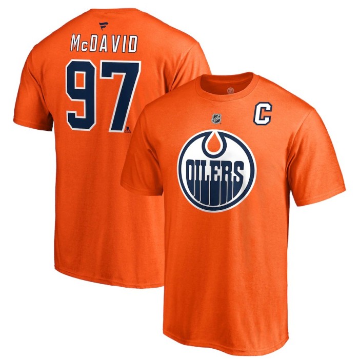 Edmonton Oilers tricou de bărbați Connor McDavid #97 Name &amp;amp; Number orange - S