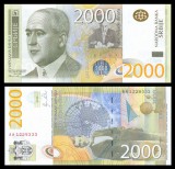 SERBIA █ bancnota █ 2000 Dinara █ 2011 █ P-60a █ Serie AA █ UNC █ necirculata