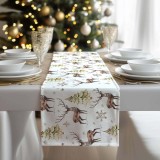Traversa de masa 180x40cm, din bumbac impermeabil, fata de masa imprimeu Craciun 3D, Koken, Rezistenta la pete si murdarie