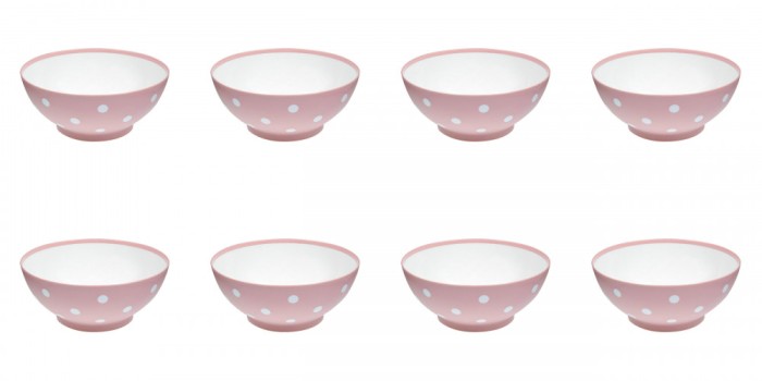 Set boluri, 8 piese, 750 ml, Plastic, Roz crin