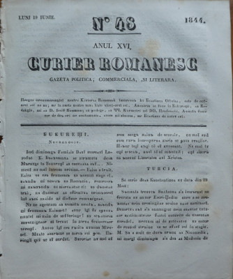 Curier romanesc , gazeta politica , comerciala si literara , nr. 48 din 1844 foto