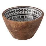 Bol Lemn, Model Aztec, Multicolor, Diametru 13cm, &Icirc;nălțime 7cm, Capacitate 480ml
