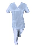 Costum Medical Pe Stil, Albastru Deschis, Model Classic - 4XL, 4XL