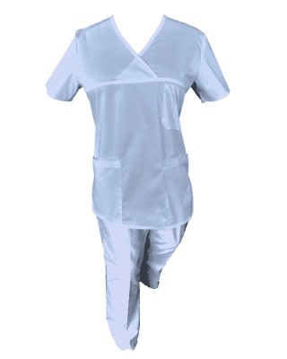 Costum Medical Pe Stil, Albastru Deschis, Model Classic - 4XL, 4XL foto