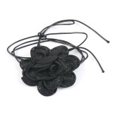Colier statement cu floare textila neagra