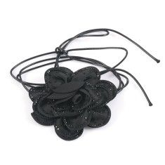 Colier statement cu floare textila neagra