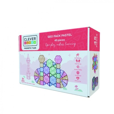 Joc magnetic de construit Pastel 45 piese, Cleverclixx foto