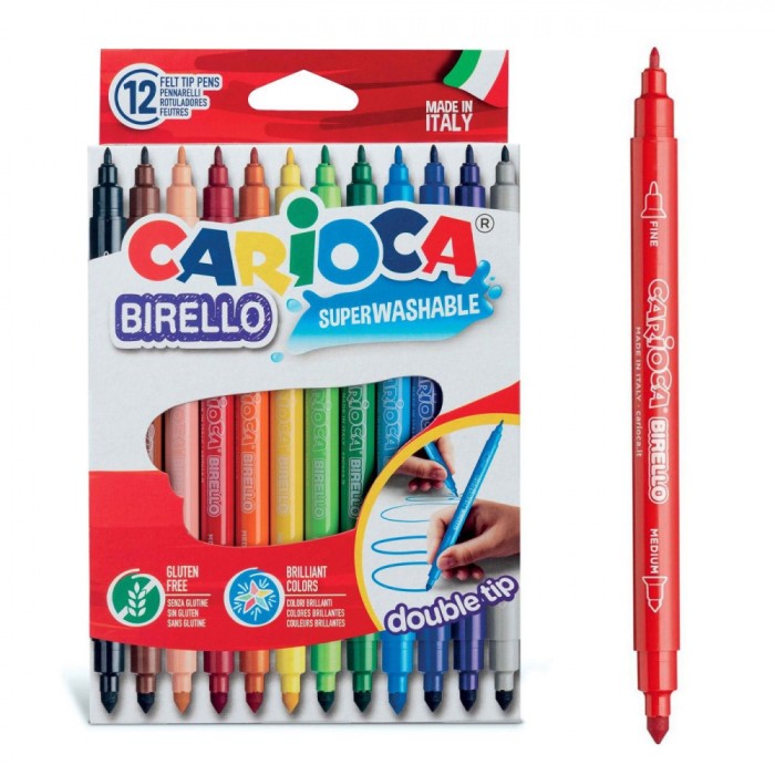 Set Carioci Carioca Birello, 12 Bucăți, Varf Subțire, Multicolor