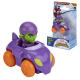 SPIDEY SI PRIETENII LUI UIMITORI MARVEL SUPER ROLLERS SET FIGURINA GREEN GOBLIN CU VEHICUL 5.5CM