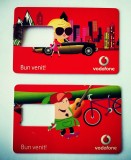 Set 2 bucăți cartelă telefonie mobila Vodafone Bun venit ! fără sim Blonda PUK 71228043, Skater cu PIN si PUK ce necesită răzuire, policarbonat
