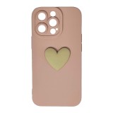 Husa compatibila cu Apple iPhone 13 Pro Max, model Big Heart 5D, Powder Pink, Silicon, TPU, Viceversa, Transparent, Carcasa