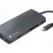 Hub USB HDMI RJ45 USB A USB C 8 porturi NATEC negru aluminiu USB 3.0 Power Delivery 3.0