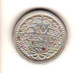 SV * Olanda 10 CENTS 1918 * ARGINT * Regina Wilhelmina +/- VF, Europa