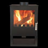 Soba moderna VERSO 3, 5 kW, din oțel, cu geam panoramic termorezistent, negru