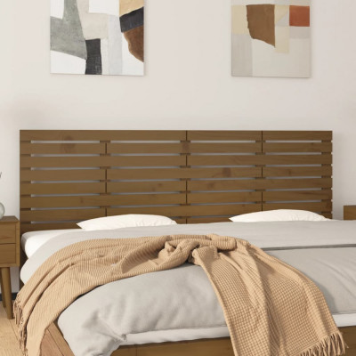 vidaXL Tăblie de pat pentru perete, maro miere, 206x3x63 cm, lemn pin foto