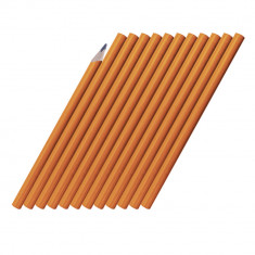 Set 12 creioane dulgher HB pentru lemn, hartie, carton, piatra, beton si caramida, lungime 18 cm, 41723, portocaliu si negru