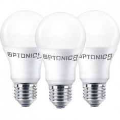 Set 3 becuri LED 10W (65W) OptonicaLED, E27, lumina neutra, 4500K, 806lumeni