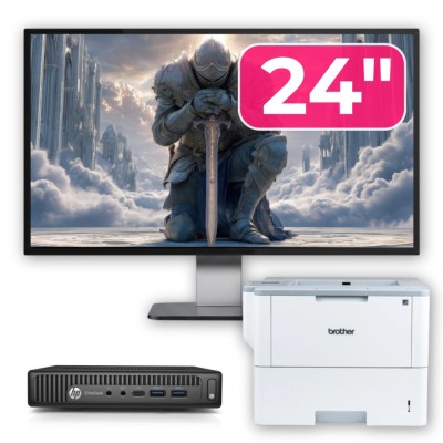 Pachet Calculator Second Hand HP Elitedesk 800 G2 Mini PC, Intel Core i7-6700T 2.80GHz, 16GB DDR4, 512GB SSD + Monitor 24&amp;amp;quot; &amp;amp; Imprimanta Brother H foto
