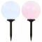 Lămpi solare de exterior cu LED, 2 buc, 30 cm, RGB, sferic