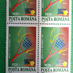 TIMBRE ROMANIA MNH LP1391/1995 a-V-a editie OPEN TENIS București -Bloc de 4