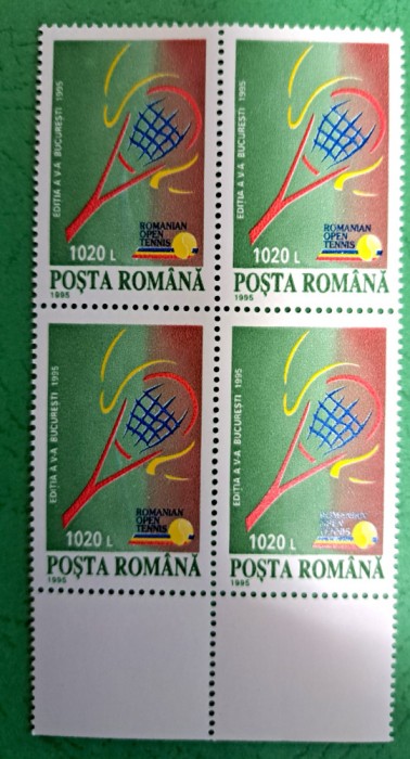 TIMBRE ROMANIA MNH LP1391/1995 a-V-a editie OPEN TENIS București -Bloc de 4